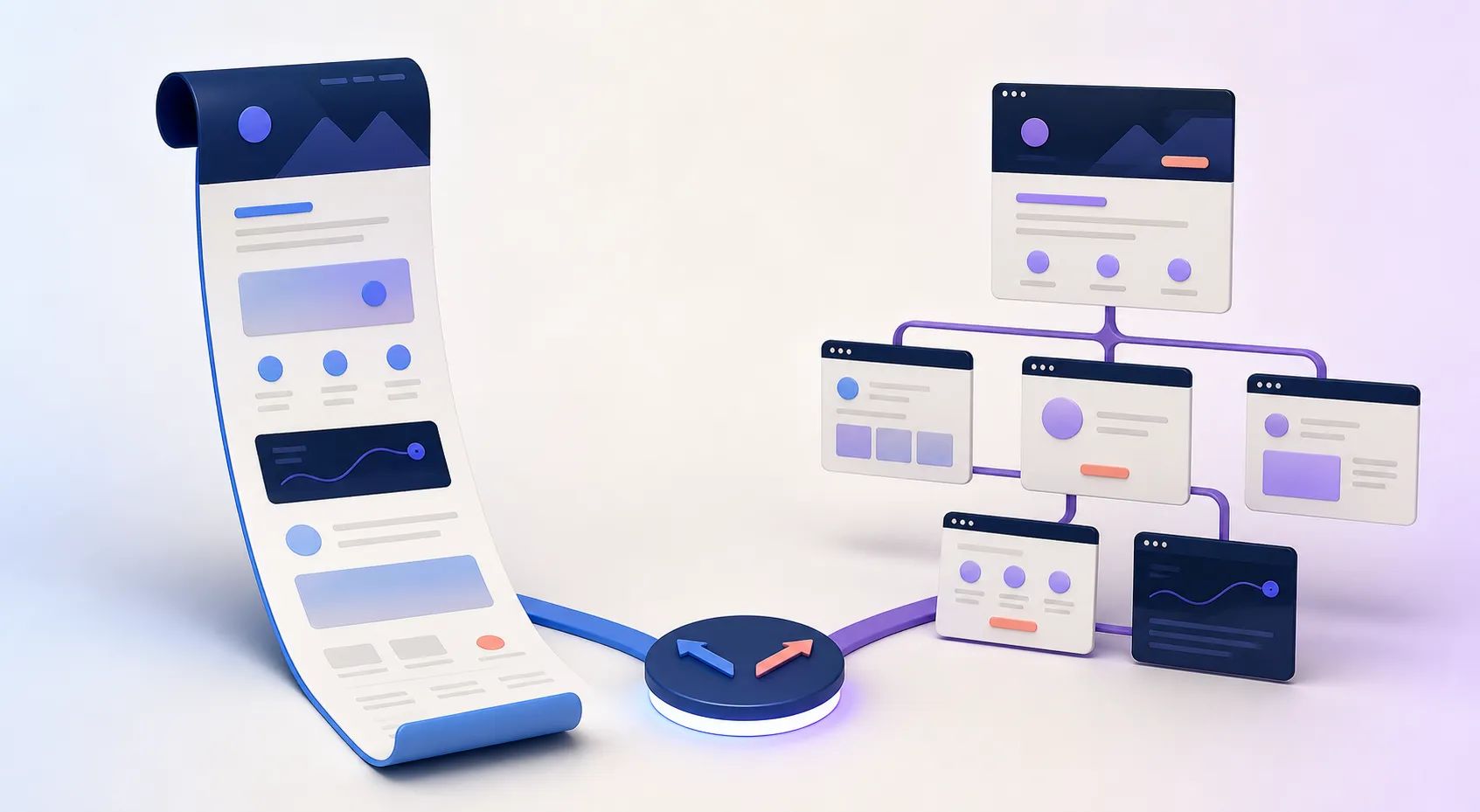 Vergleich zwischen einer langen Onepage-Website und einer mehrseitigen Website-Struktur