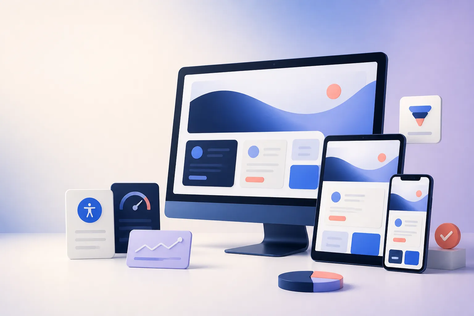 Responsive Website auf Desktop, Tablet und Smartphone als Beispiel für gutes Webdesign