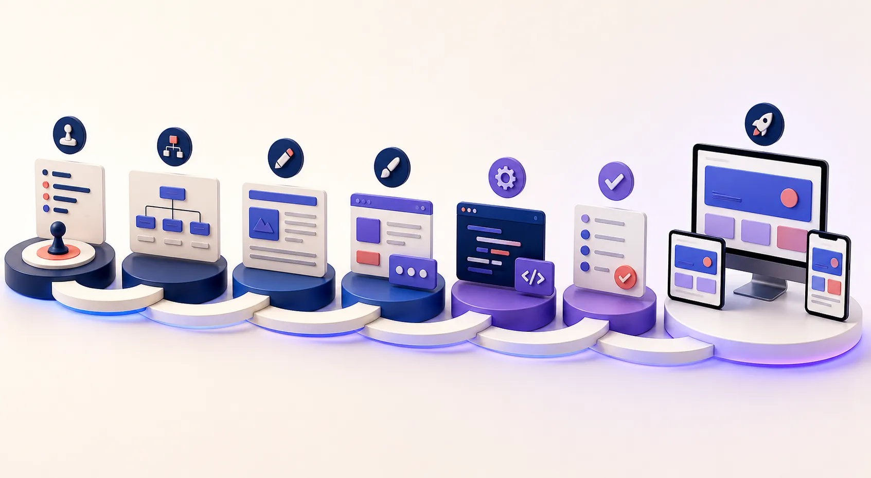 Strukturierter Weg vom Website-Konzept über Design und Entwicklung bis zur Veröffentlichung