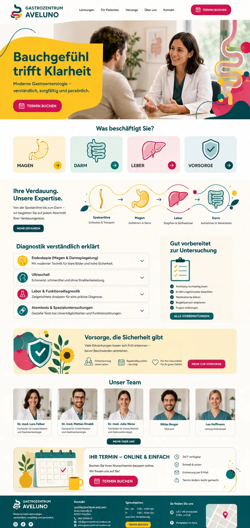 Beispiel-Startseite im mbcreate-Design: Gastroenterologie