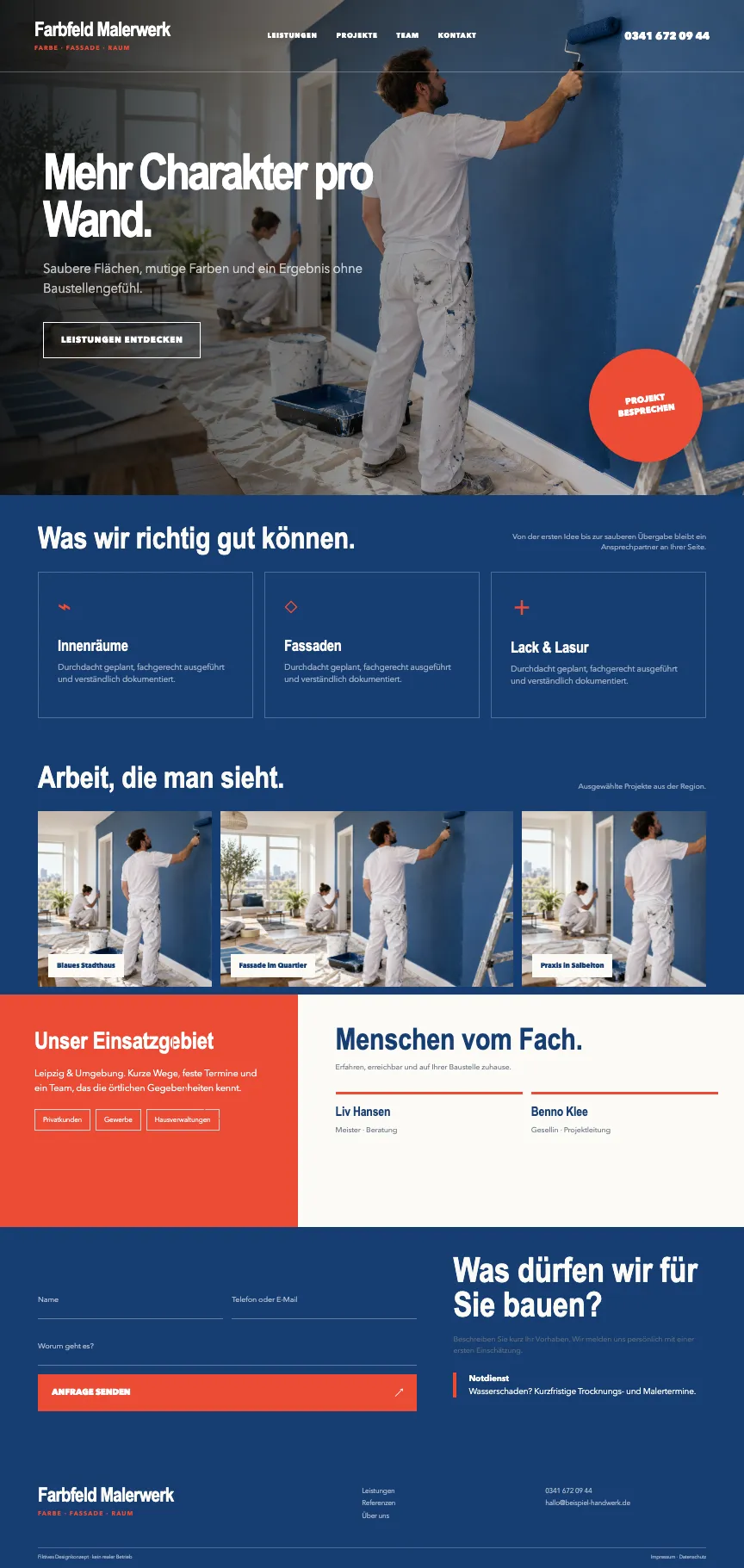Beispiel-Startseite im mbcreate-Design: Malerbetrieb