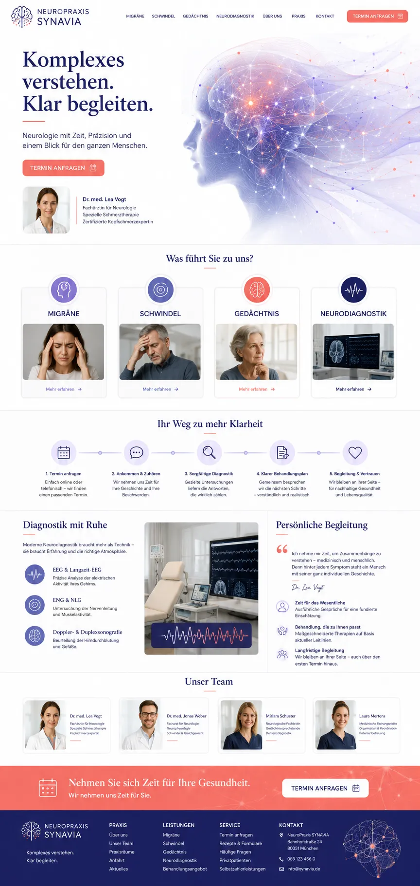 Beispiel-Startseite im mbcreate-Design: Neurologie