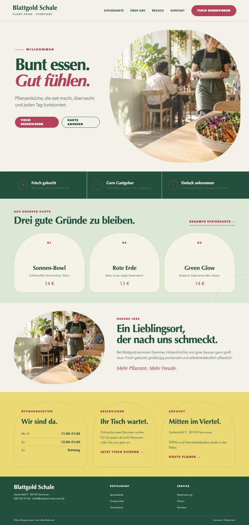 Beispiel-Startseite im mbcreate-Design: Vegane Küche