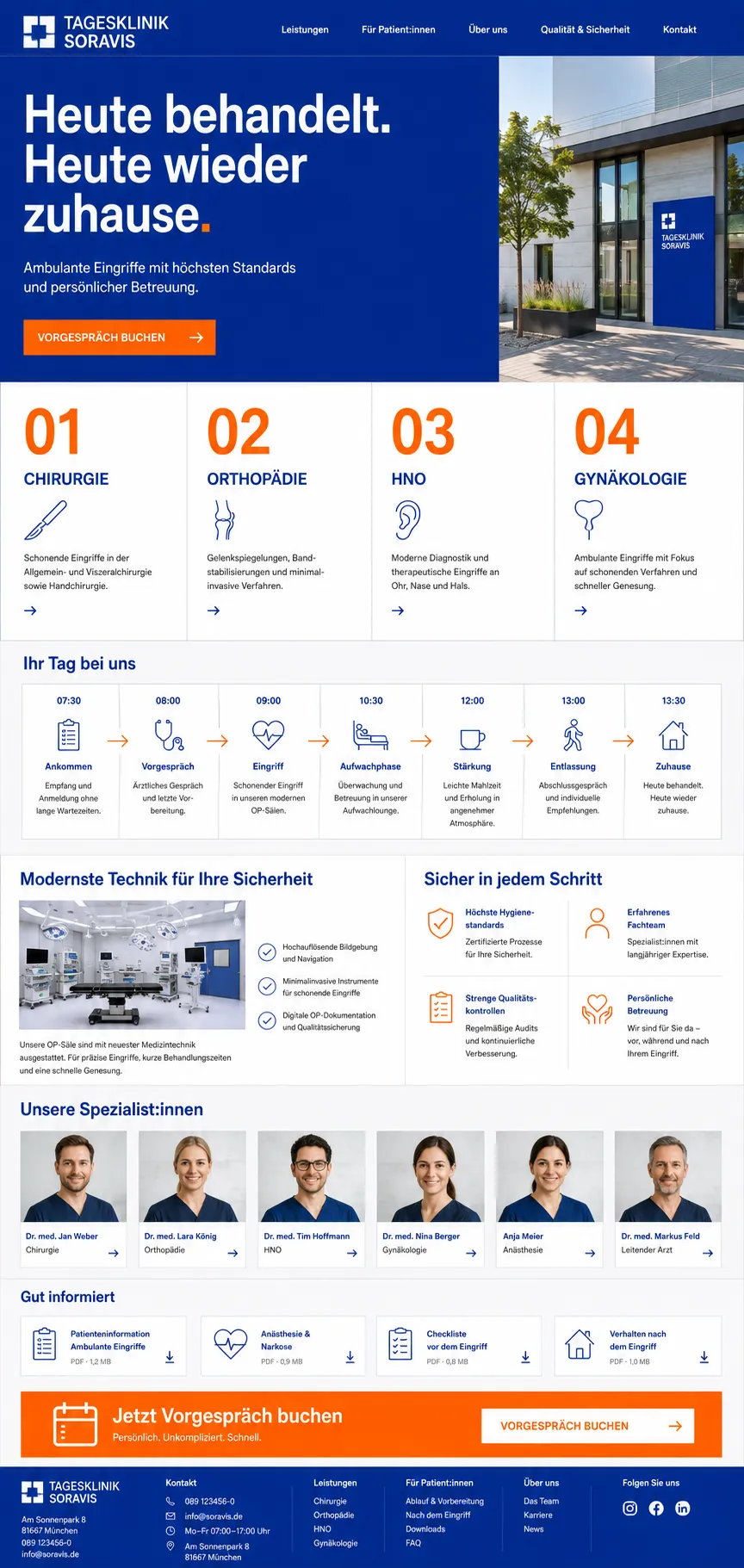 Beispiel-Startseite im mbcreate-Design: Tagesklinik