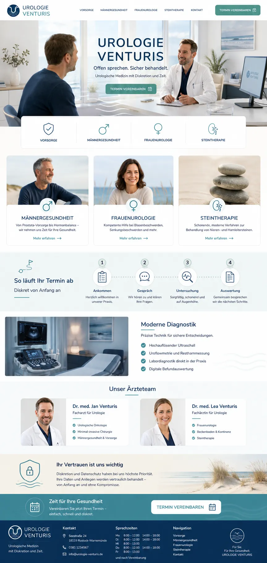 Beispiel-Startseite im mbcreate-Design: Urologie