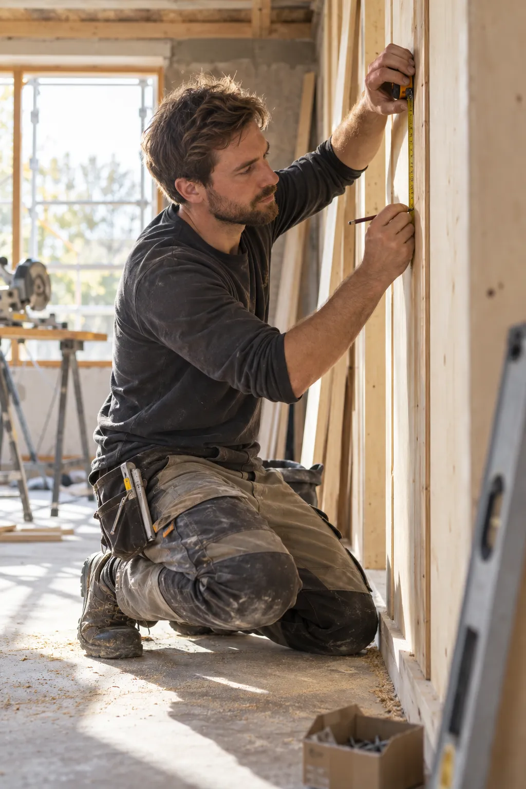 Handwerker bei der Arbeit auf einer Baustelle